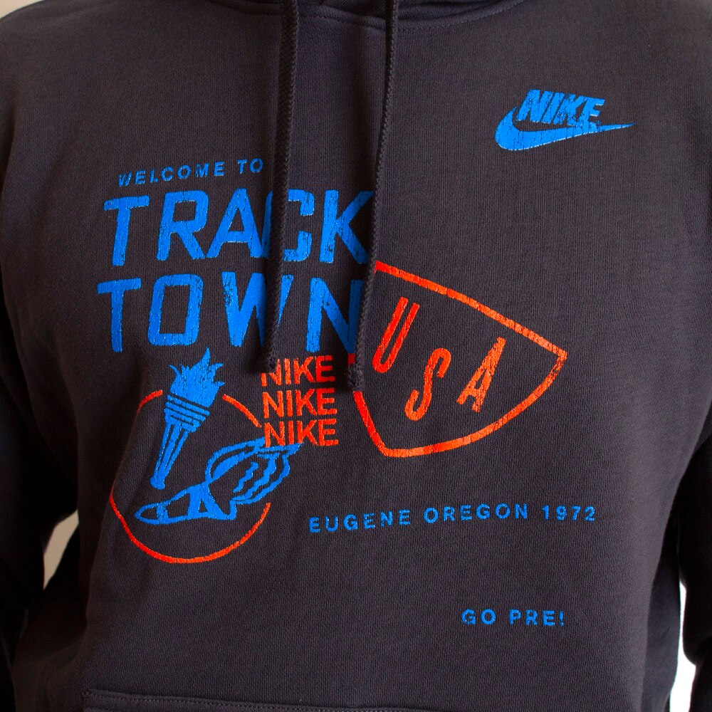 Track Town USA, Nike, Black, Hoodie, Cotton Blend, Men, Track & Field, Pullover, Sweatshirt, 305302